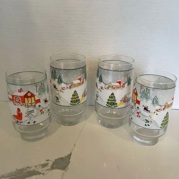 Set of 4 Vintage 1980’s Joan Luntz for Sango Silent Night, Winter Scene Pattern, - Picture 4 of 4
